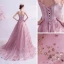 Chic / Belle Rougissant Rose Robe De Bal 2021 Princesse Bretelles Spaghetti Sans Manches Paillettes Perlage Glitter Tulle Train De Balayage Volants Dos Nu Robe De Ceremonie