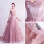 Chic / Belle Rougissant Rose Robe De Bal 2021 Princesse Bretelles Spaghetti Sans Manches Paillettes Perlage Glitter Tulle Train De Balayage Volants Dos Nu Robe De Ceremonie