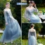 Abordable Océan Bleu Robe Demoiselle D'honneur 2021 Princesse Appliques En Dentelle Dos Nu Longue Volants