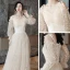 Affordable Champagne Bridesmaid Dresses 2021 A-Line / Princess Backless Spotted Tulle Floor-Length / Long Ruffle