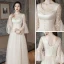 Affordable Champagne Bridesmaid Dresses 2021 A-Line / Princess Backless Spotted Tulle Floor-Length / Long Ruffle