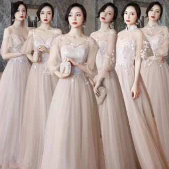 Abordable Perle Rose Robe Demoiselle D Honneur 2021 Princesse Dos Nu Appliques En Dentelle Longue Volants
