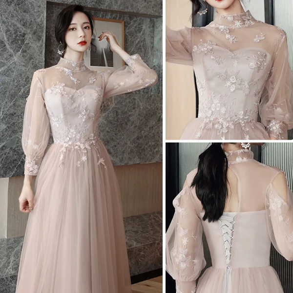 Abordable Perle Rose Robe Demoiselle D'honneur 2021 Princesse Dos Nu Appliques En Dentelle Longue Volants