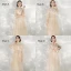 Abordable Champagne Robe Demoiselle D'honneur 2021 Princesse Dos Nu Appliques En Dentelle Ceinture Thé Longueur Volants