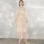 Abordable Champagne Robe Demoiselle D'honneur 2021 Princesse Dos Nu Appliques En Dentelle Ceinture Thé Longueur Volants