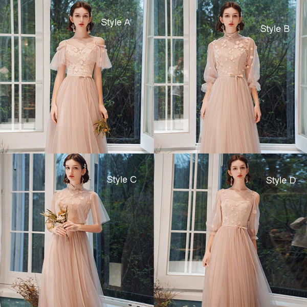 Affordable Pearl Pink Bridesmaid Dresses 2021 A-Line / Princess Backless Appliques Flower Sequins Sash Floor-Length / Long Ruffle