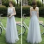Affordable Grey Bridesmaid Dresses 2021 A-Line / Princess Backless Appliques Lace Floor-Length / Long Ruffle