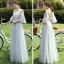 Affordable Grey Bridesmaid Dresses 2021 A-Line / Princess Backless Appliques Lace Floor-Length / Long Ruffle
