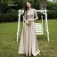 Affordable Satin Bridesmaid Dresses 2021 A-Line / Princess V-Neck 1/2 Sleeves Appliques Lace Sash Backless Floor-Length / Long Ruffle