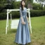 Affordable Satin Bridesmaid Dresses 2021 A-Line / Princess V-Neck 1/2 Sleeves Appliques Lace Sash Backless Floor-Length / Long Ruffle