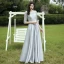 Affordable Satin Bridesmaid Dresses 2021 A-Line / Princess V-Neck 1/2 Sleeves Appliques Lace Sash Backless Floor-Length / Long Ruffle
