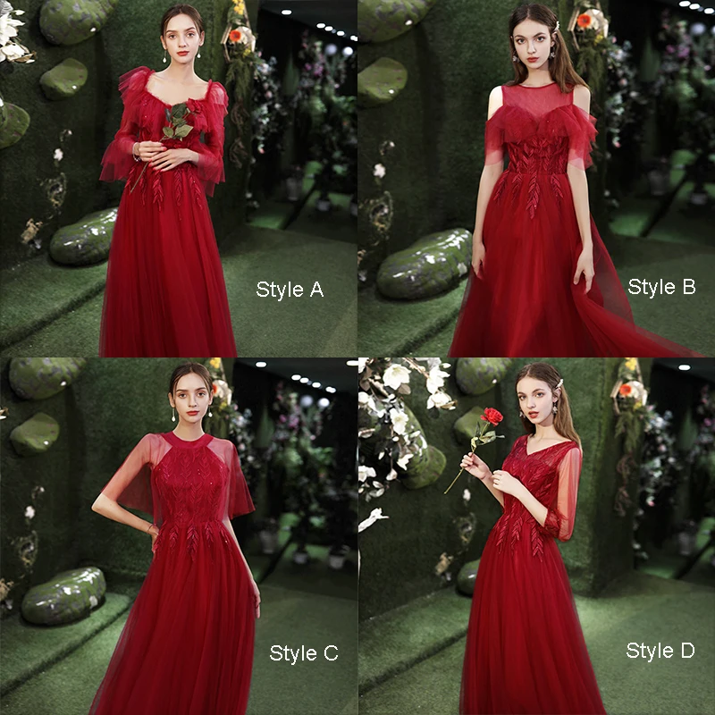 bridesmaid dressing gowns primark Cheap Burgundy Long Bridesmaid Dresses V Neck Split Formal Dresses ARD1387 main image 1