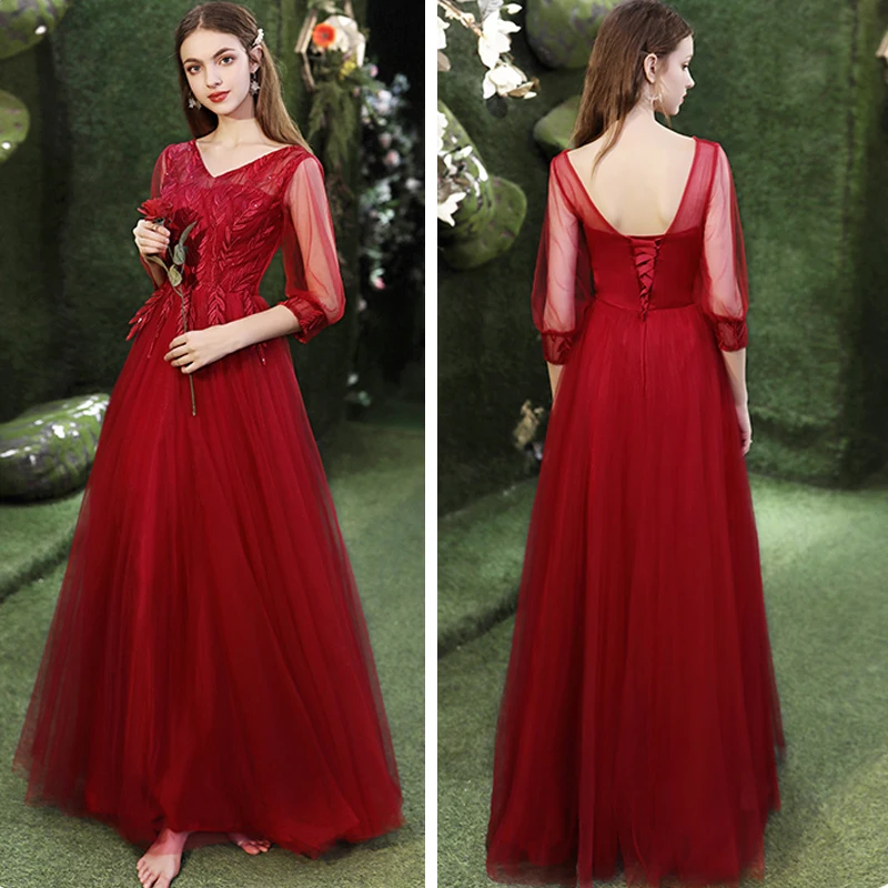 Affordable Burgundy Bridesmaid Dresses 2021 A-Line Princess Backless Appliques Lace Long Affordable Burgundy Bridesmaid Dresses 2021 A-Line Princess Backless Appliques Lace Long