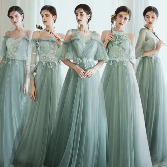 Abordable Vert Transparentes Robe Demoiselle D Honneur 2021 Princesse Dos Nu Appliques En Dentelle Longue Volants