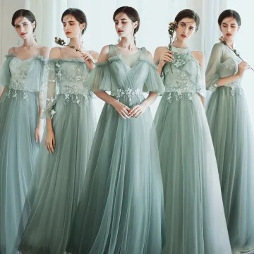 Abordable Vert Transparentes Robe Demoiselle D Honneur 2021 Princesse Dos Nu Appliques En Dentelle Longue Volants