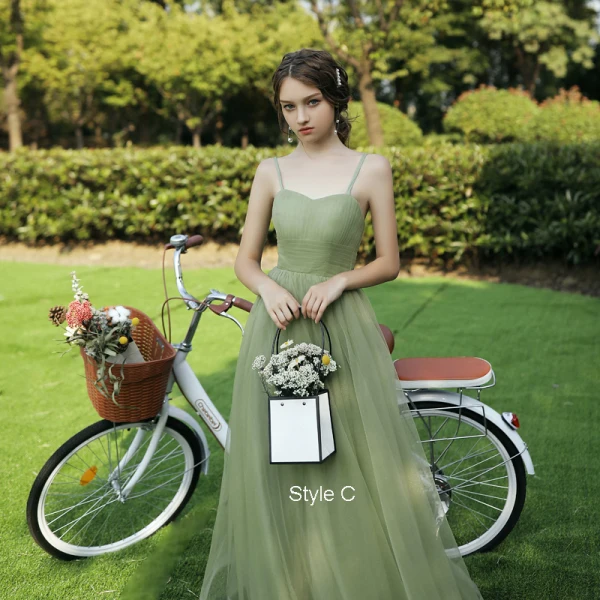 Modest / Simple Sage Green Bridesmaid Dresses 2021 A-Line / Princess Backless Floor-Length / Long Ruffle