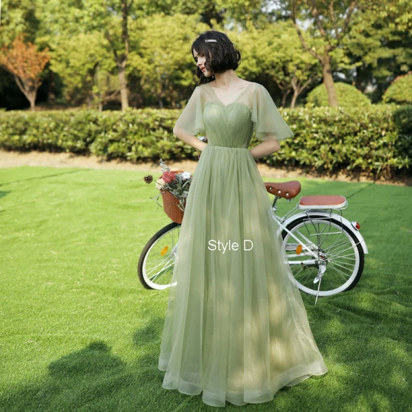 Modest / Simple Sage Green Bridesmaid Dresses 2021 A-Line / Princess Backless Floor-Length / Long Ruffle