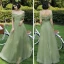 Modest / Simple Sage Green Bridesmaid Dresses 2021 A-Line / Princess Backless Floor-Length / Long Ruffle