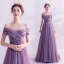 Chic / Belle Grape Robe De Bal 2021 Princesse De l'épaule Manches Courtes Perlage Train De Balayage Volants Dos Nu Robe De Ceremonie
