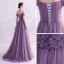 Chic / Belle Grape Robe De Bal 2021 Princesse De l'épaule Manches Courtes Perlage Train De Balayage Volants Dos Nu Robe De Ceremonie