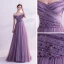 Chic / Belle Grape Robe De Bal 2021 Princesse De l'épaule Manches Courtes Perlage Train De Balayage Volants Dos Nu Robe De Ceremonie