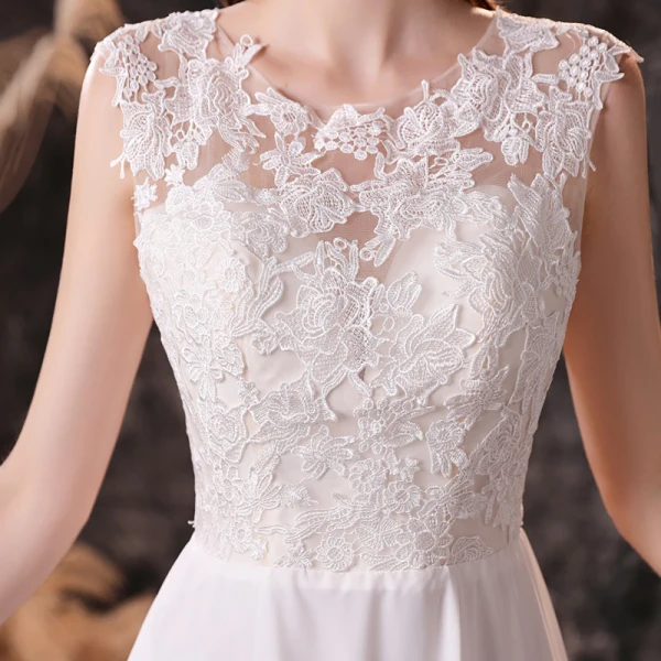 Mode Multi-Couleurs Chiffon Transparentes Dansant Robe De Bal 2021 Princesse Encolure Dégagée Sans Manches Appliques En Dentelle Longue Volants Dos Nu Robe De Ceremonie