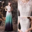 Mode Multi-Couleurs Chiffon Transparentes Dansant Robe De Bal 2021 Princesse Encolure Dégagée Sans Manches Appliques En Dentelle Longue Volants Dos Nu Robe De Ceremonie