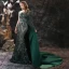 Scintillantes Vert Foncé Satin Tapis rouge Robe De Soirée 2021 Trompette / Sirène Une épaule Manches Longues Ceinture Paillettes Tribunal Train Volants Dos Nu Robe De Ceremonie