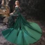 Scintillantes Vert Foncé Satin Tapis rouge Robe De Soirée 2021 Trompette / Sirène Une épaule Manches Longues Ceinture Paillettes Tribunal Train Volants Dos Nu Robe De Ceremonie