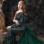 Scintillantes Vert Foncé Satin Tapis rouge Robe De Soirée 2021 Trompette / Sirène Une épaule Manches Longues Ceinture Paillettes Tribunal Train Volants Dos Nu Robe De Ceremonie
