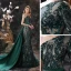 Scintillantes Vert Foncé Satin Tapis rouge Robe De Soirée 2021 Trompette / Sirène Une épaule Manches Longues Ceinture Paillettes Tribunal Train Volants Dos Nu Robe De Ceremonie