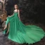 Mode Vert Satin Robe De Bal 2021 Princesse Bretelles Spaghetti Sans Manches Fleur Appliques En Dentelle Fendue devant Tribunal Train Dos Nu Robe De Ceremonie