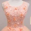 Abordable Orange Robe De Fete 2021 Princesse Encolure Dégagée Sans Manches Appliques En Dentelle Perlage Perle Courte Volants Dos Nu Robe De Ceremonie