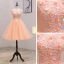 Abordable Orange Robe De Fete 2021 Princesse Encolure Dégagée Sans Manches Appliques En Dentelle Perlage Perle Courte Volants Dos Nu Robe De Ceremonie