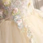 Elegant Champagne Dancing Prom Dresses 2021 Ball Gown Off-The-Shoulder Short Sleeve Appliques Lace Beading Sequins Floor-Length / Long Ruffle Backless Formal Dresses
