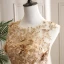 Elegant Champagne Dancing Prom Dresses 2021 Ball Gown Scoop Neck Sleeveless Appliques Lace Beading Pearl Rhinestone Floor-Length / Long Ruffle Backless Formal Dresses