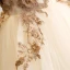 Elegant Champagne Dancing Prom Dresses 2021 Ball Gown Scoop Neck Sleeveless Appliques Lace Beading Pearl Rhinestone Floor-Length / Long Ruffle Backless Formal Dresses