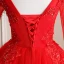 Affordable Red Outdoor / Garden Wedding Dresses 2021 Ball Gown Scoop Neck Long Sleeve Backless Appliques Lace Beading Floor-Length / Long Ruffle