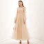 Style Victorien Champagne Transparentes Dansant Robe De Bal 2021 Princesse Encolure Dégagée Gonflée Manches Longues Appliques En Dentelle Longue Volants Robe De Ceremonie