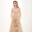 Style Victorien Champagne Transparentes Dansant Robe De Bal 2021 Princesse Encolure Dégagée Gonflée Manches Longues Appliques En Dentelle Longue Volants Robe De Ceremonie