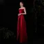 Modest / Simple Burgundy Satin Dancing Prom Dresses 2021 A-Line / Princess Strapless Sleeveless Floor-Length / Long Ruffle Backless Formal Dresses