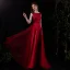 Fashion Burgundy Satin Dancing Prom Dresses 2021 A-Line / Princess Square Neckline Sleeveless Beading Sash Floor-Length / Long Ruffle Backless Formal Dresses
