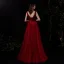 Fashion Burgundy Satin Dancing Prom Dresses 2021 A-Line / Princess Square Neckline Sleeveless Beading Sash Floor-Length / Long Ruffle Backless Formal Dresses