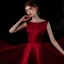 Fashion Burgundy Satin Dancing Prom Dresses 2021 A-Line / Princess Square Neckline Sleeveless Beading Sash Floor-Length / Long Ruffle Backless Formal Dresses