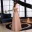 Sparkly Gold Prom Dresses 2021 A-Line / Princess Off-The-Shoulder Short Sleeve Beading Glitter Tulle Floor-Length / Long Ruffle Backless Formal Dresses