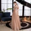 Sparkly Gold Prom Dresses 2021 A-Line / Princess Off-The-Shoulder Short Sleeve Beading Glitter Tulle Floor-Length / Long Ruffle Backless Formal Dresses