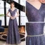 Bling Bling Purple Balklänningar 2021 Prinsessa V-Hals Korta ärm Skärp Beading Pärla Glittriga / Glitter Tyll Långa Ruffle Halterneck