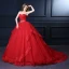 Vintage / Retro Quinceañera Red Wedding Dresses 2021 Ball Gown Sweetheart Sleeveless Backless Rhinestone Sash Sweep Train Ruffle