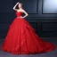 Vintage / Retro Quinceañera Red Wedding Dresses 2021 Ball Gown Sweetheart Sleeveless Backless Rhinestone Sash Sweep Train Ruffle