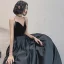 Schlicht Schwarz Velour Satin Tanzen Ballkleider 2021 A Linie Spaghettiträger Ärmellos Lange Rüschen Rückenfreies Festliche Kleider